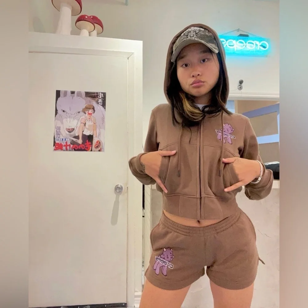 CREEPS Brown Lounge Wear Short Set XS/S - Picture 2 of 6